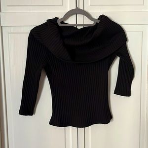 Three quarter length sleeved Black Shirt with Cowl Neck